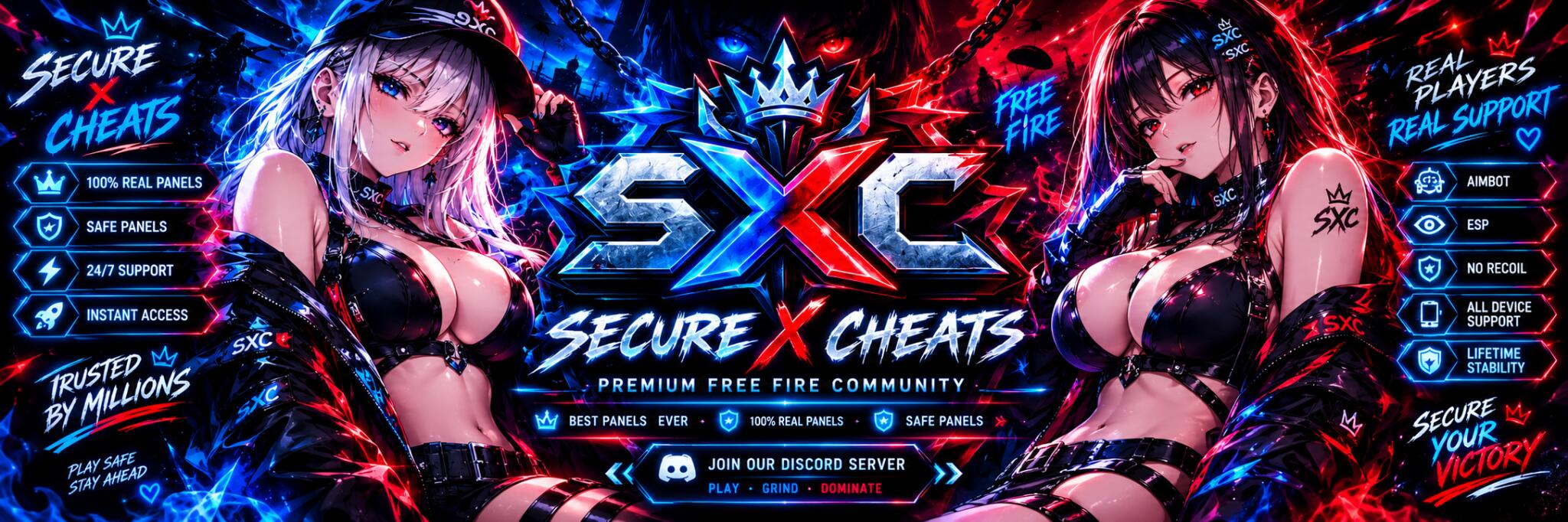 Discovery splash banner for SECURE X CHEATS || 👑 Discord server