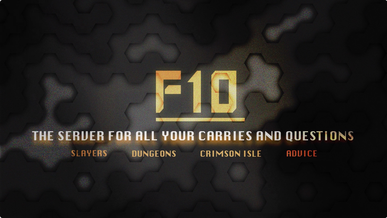 Discovery splash banner for F10 | Hypixel Skyblock Discord server