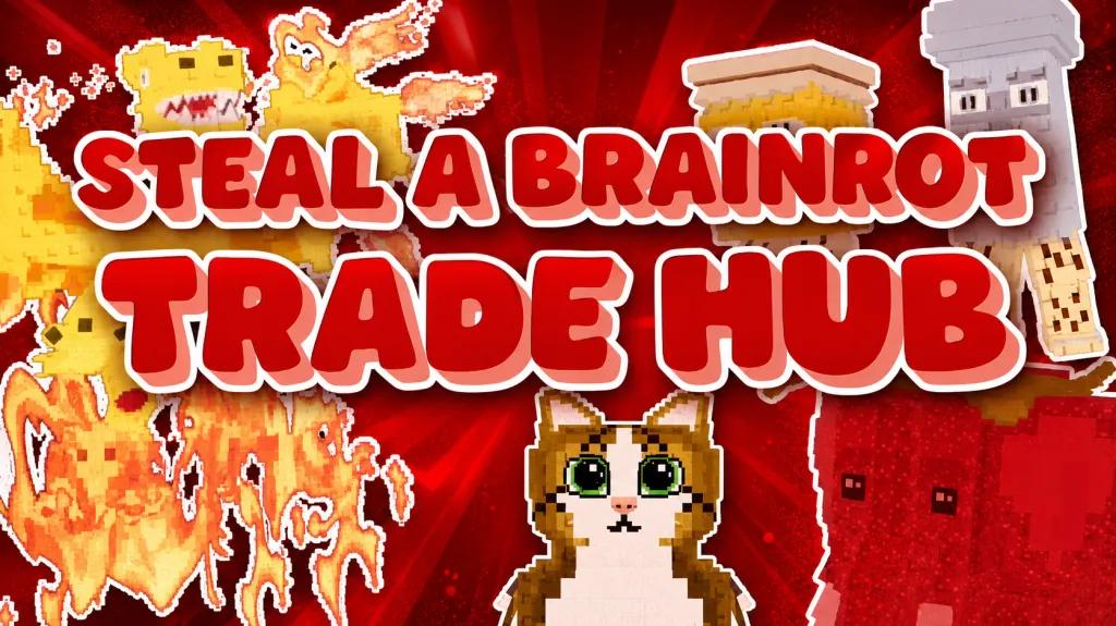 Discovery splash banner for Steal A Brainrot and Grow a Garden 2 Crosstrading Market Discord server