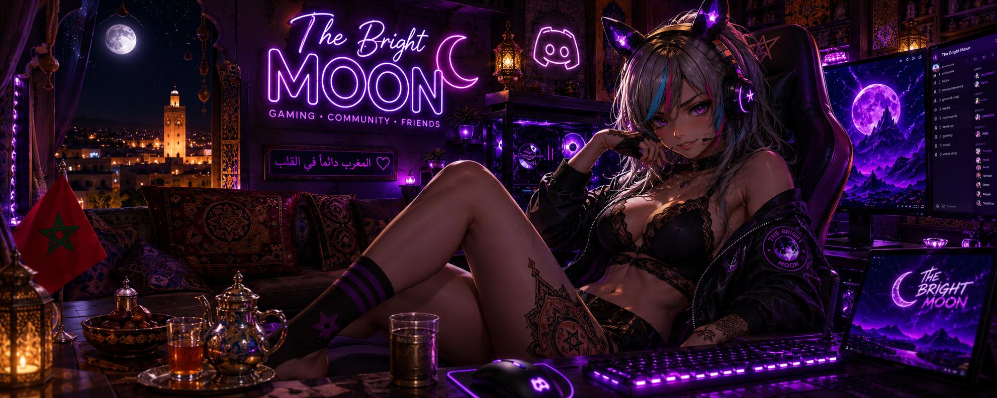 Discovery splash banner for The Bright Moon #only_girls Discord server