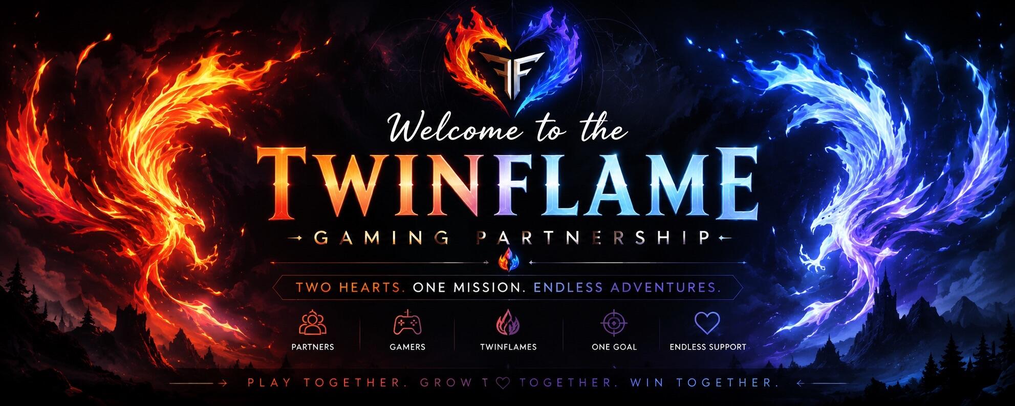Discovery splash banner for Twin Flame Gaming Discord server