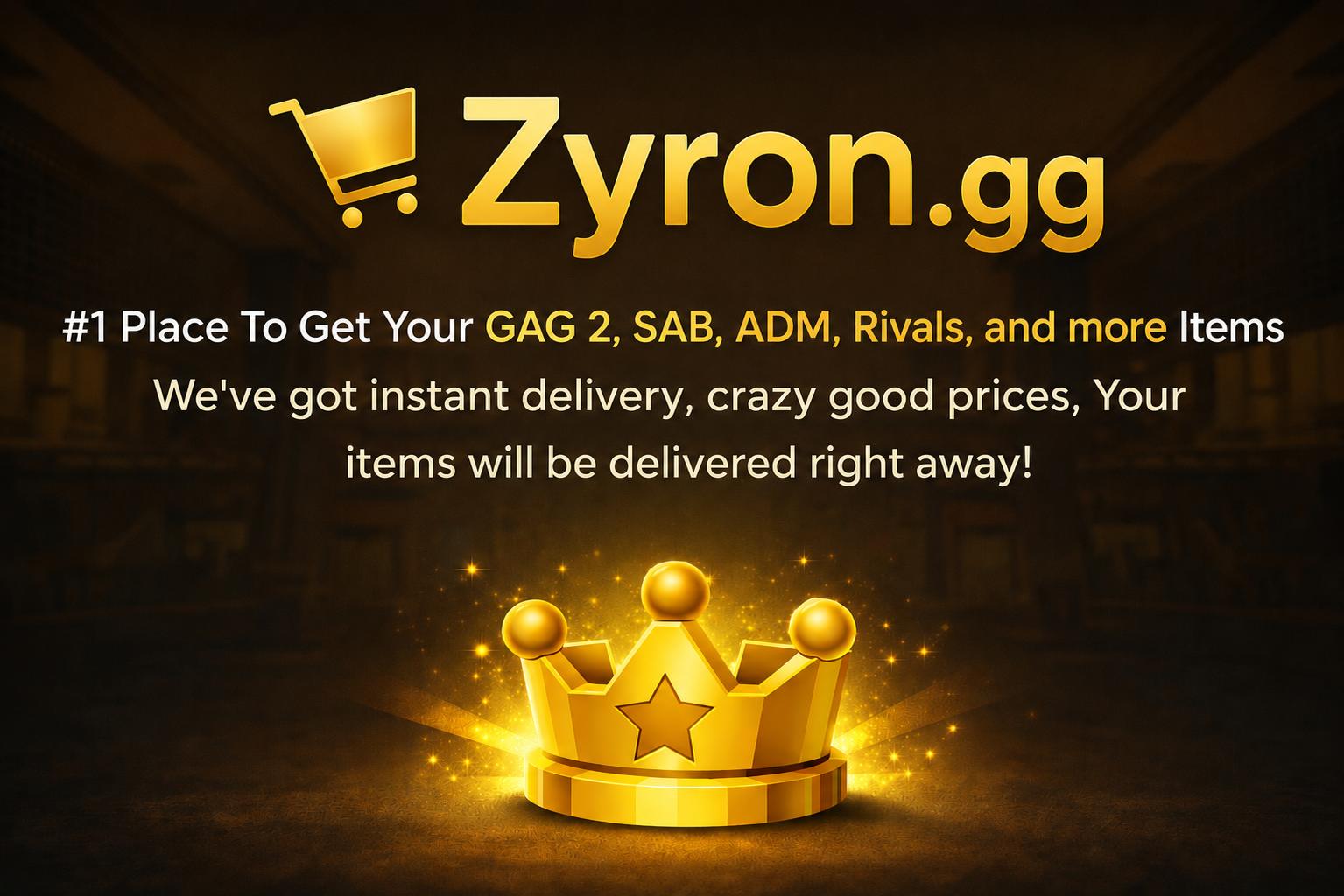 Discovery splash banner for Zyron | #1 GAG 2 and SAB Marketplace Discord server