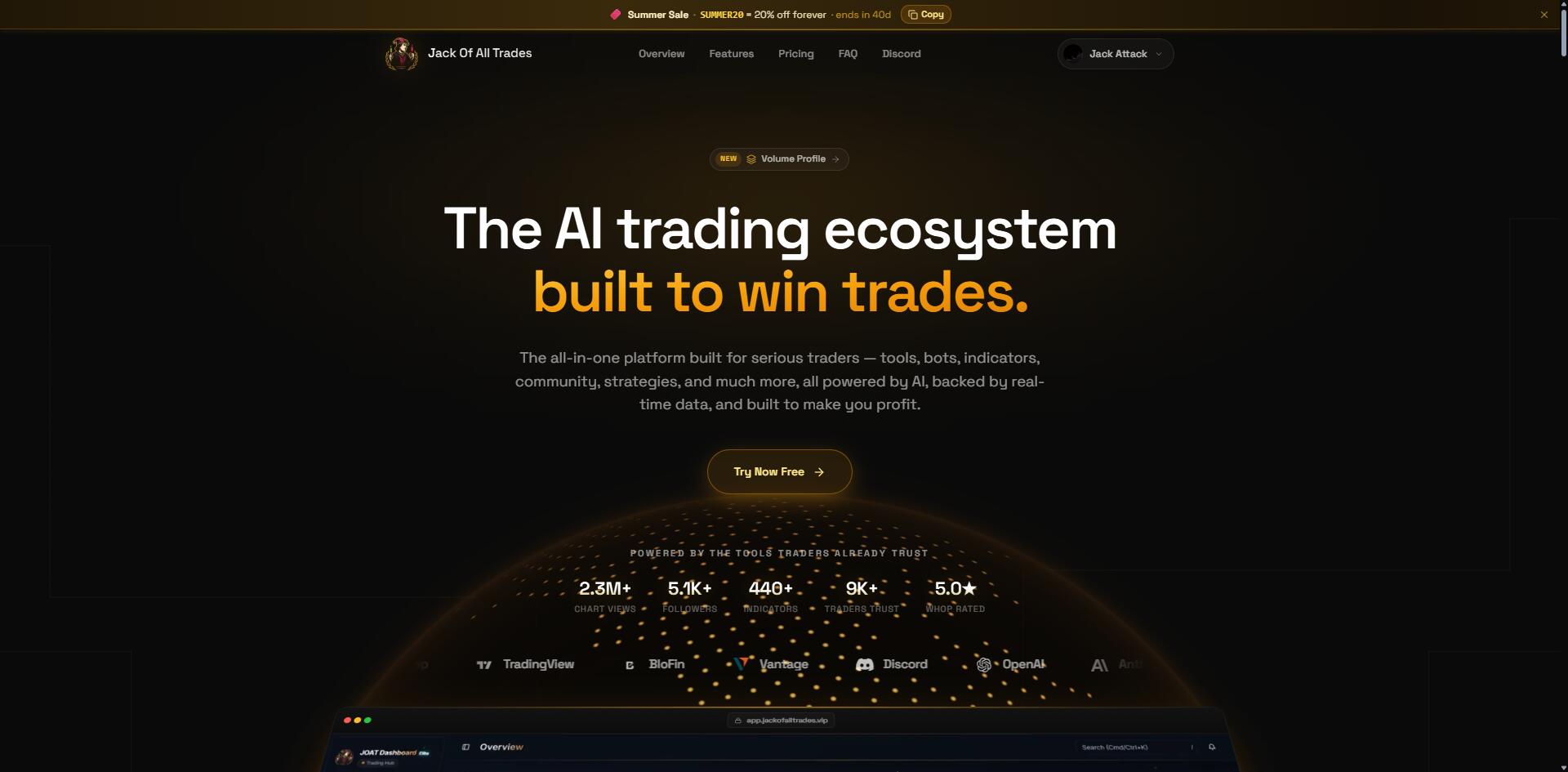 Discovery splash banner for Jack Of All Trades Discord server