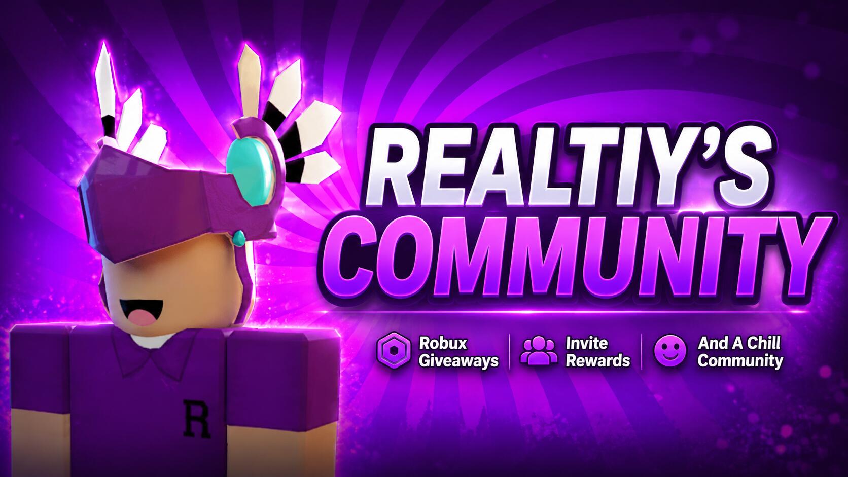 Discovery splash banner for Reality's Community | ROBUX INVITE REWARDS Discord server
