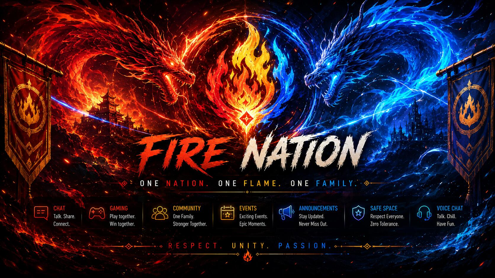 Discovery splash banner for Fire Nation | Tamil Discord server