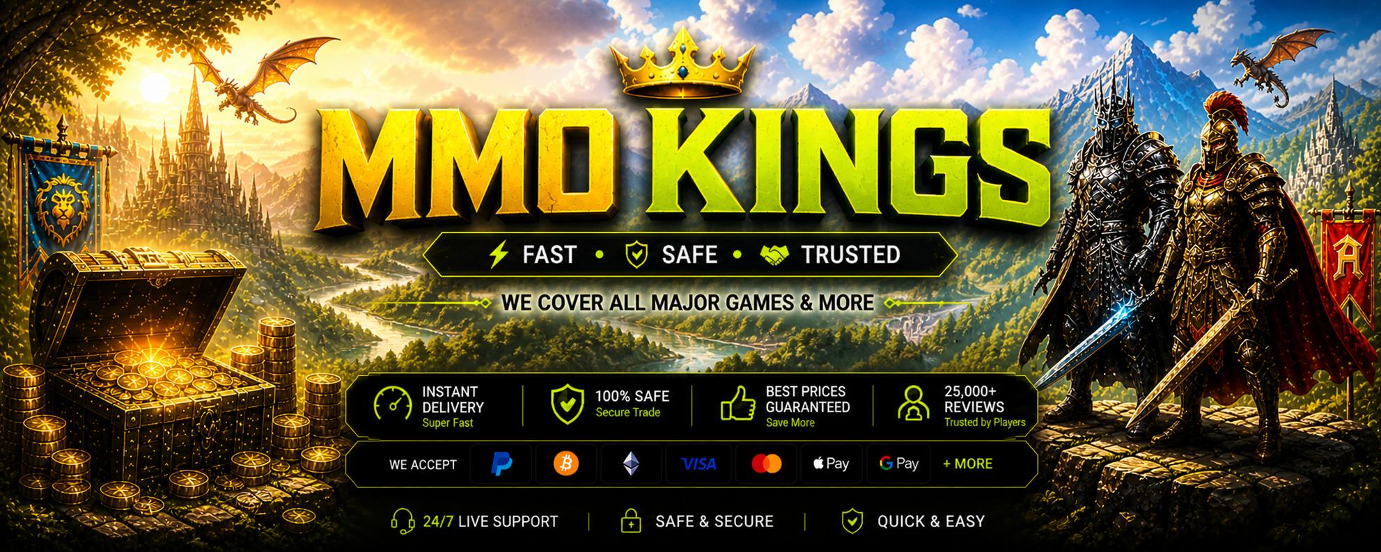 Discovery splash banner for MMO Kings ā Buy & Sell MMO Gold Discord server