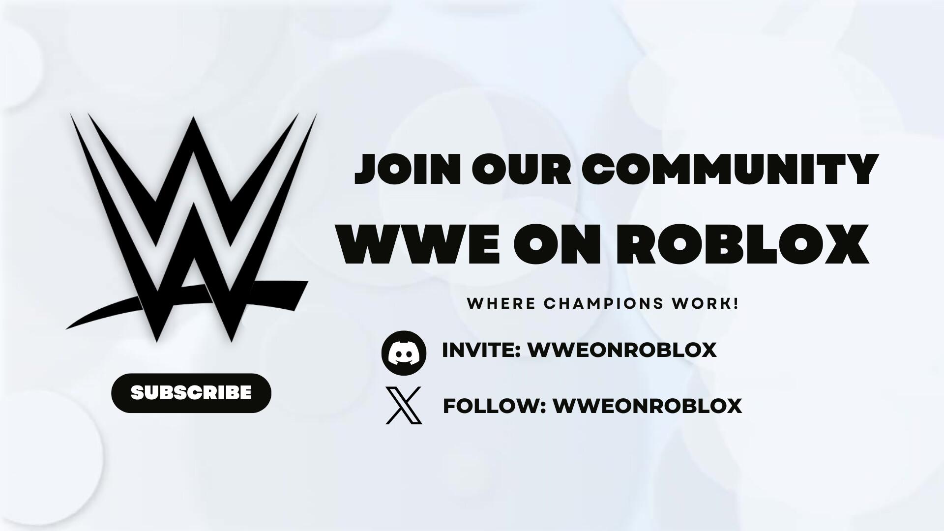 Discovery splash banner for WWE: Roblox | EST.. 2019 Discord server