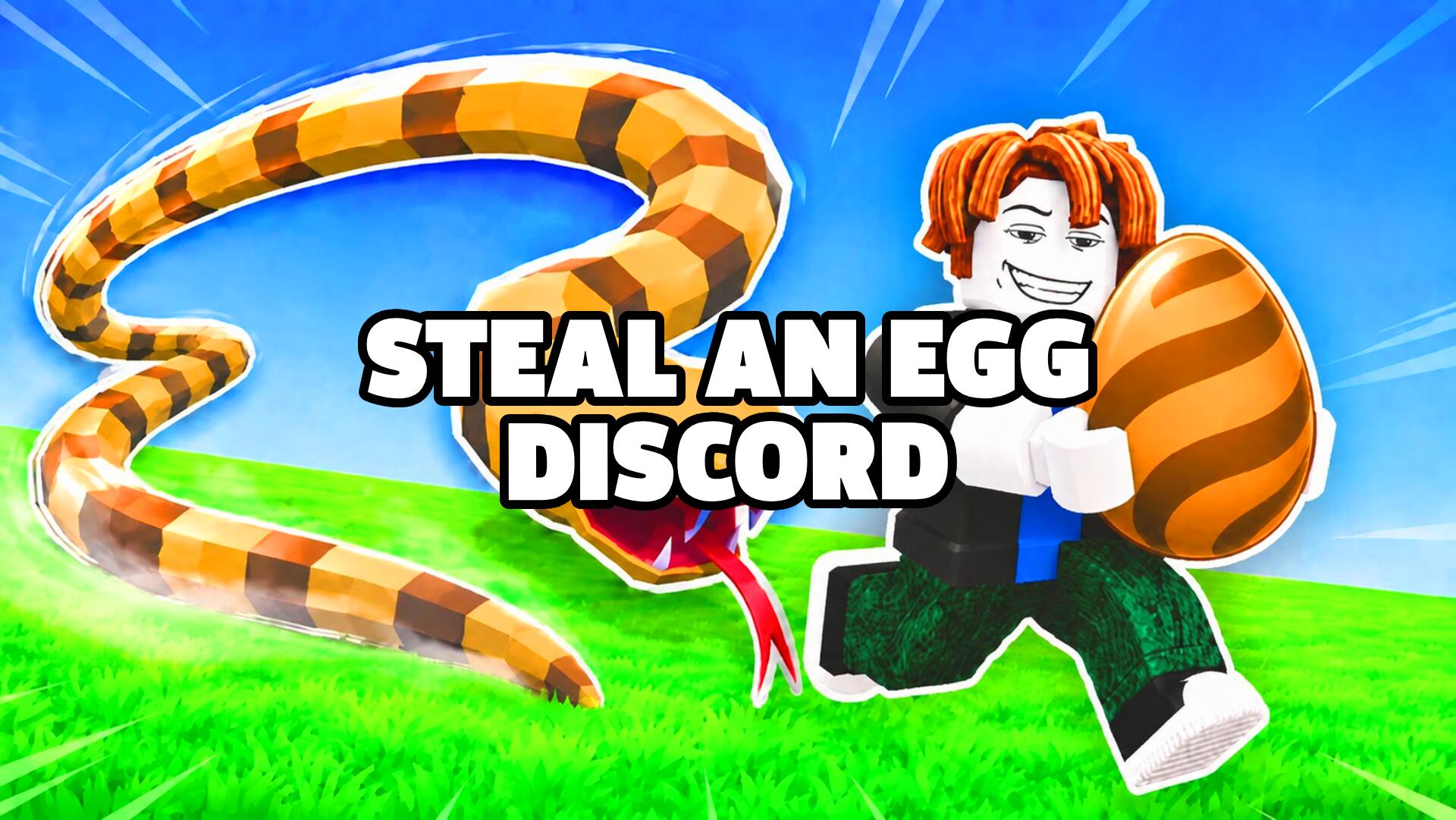 Discovery splash banner for Steal An Egg! Discord server